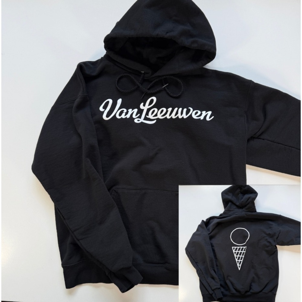 VAN LEEUWEN Hanes Pullover Hoodie Sweatshirt Adult Medium Black Ice Cream Cone